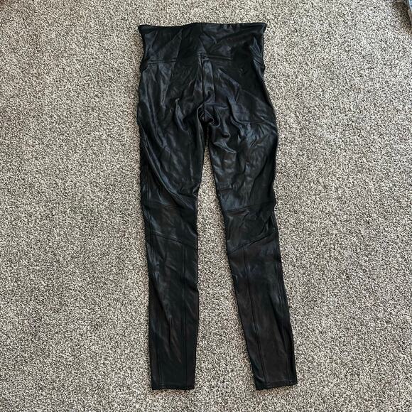 SPANX black moto faux leather leggings size M - Picture 4 of 11
